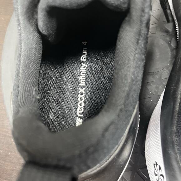 Nike Womens Size 8 ReactX Infinity Run 4 Low Black White Lace Up Athletic Shoes - Picture 7 of 10